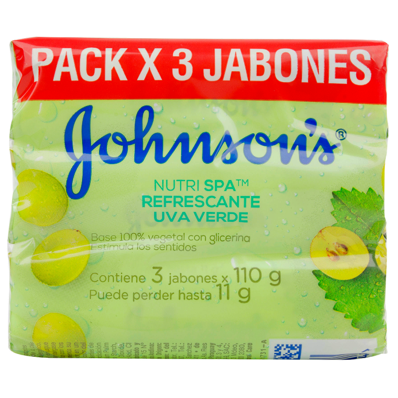 3 Jabón Johnson`s Adulto Uva Verde 110gr - Imagen 3