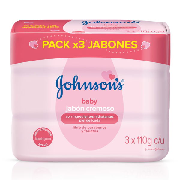 3 Jabón Johnson`s Baby Humectante 110gr