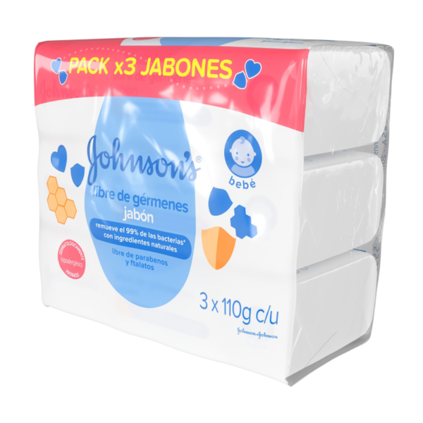 3 Jabón Johnson`s Baby Libre Gérmenes 110gr