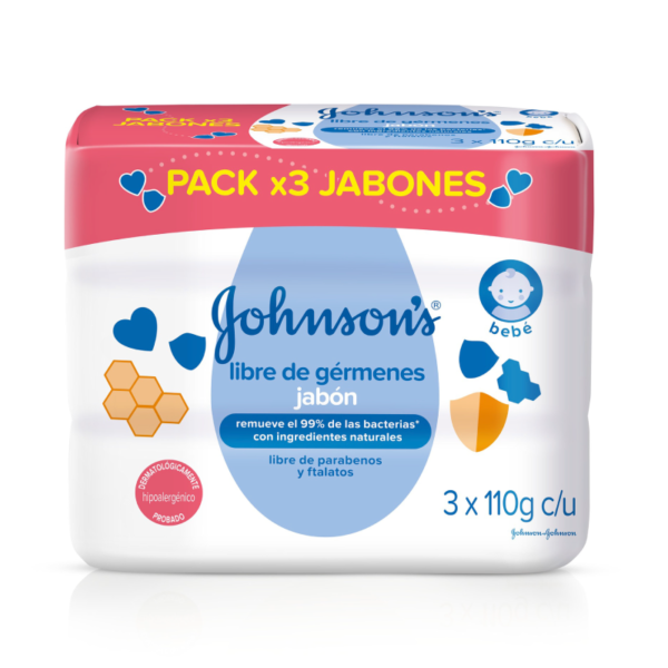 3 Jabón Johnson`s Baby Libre Gérmenes 110gr - Imagen 2