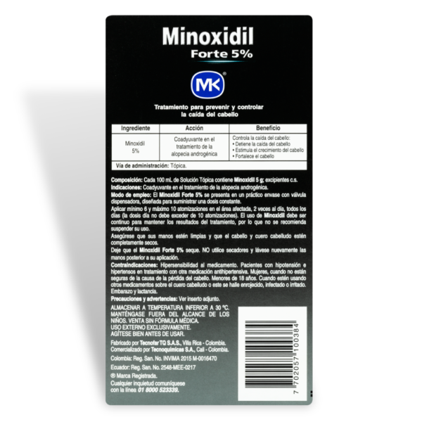 MINOXIDIL FORTE 5% LOCION 60 ML MK - Imagen 3