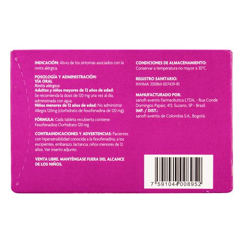 ALLEGRA 120 MG 10 COMPRIMIDOS (3%+) - Imagen 2